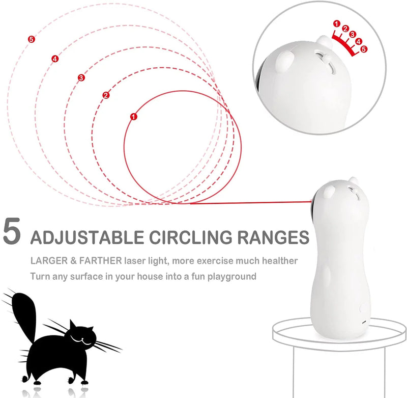 Cat Laser Toy Automatic Interactive Toys for Cats Kitten Dogs USB Charging and Battery Powered 5 Random Pattern Fast Slow Light Flashing Model